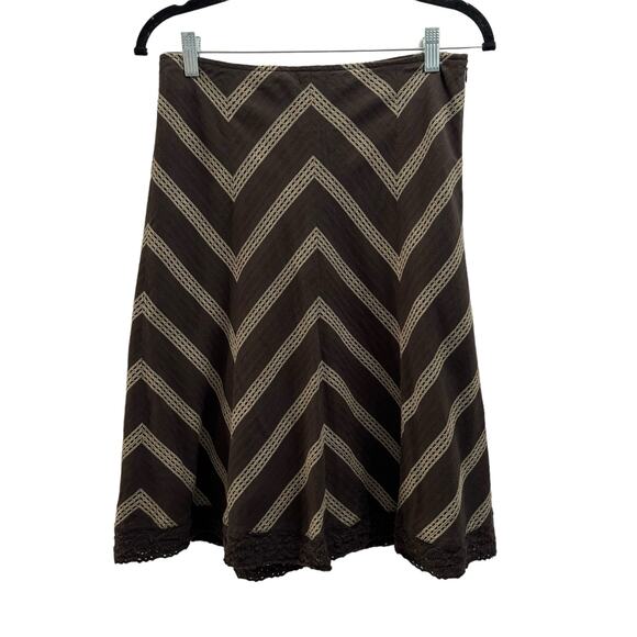 Ann Taylor Dresses & Skirts - Ann Taylor Brown Chevron Crochet Lace Hem Skirt